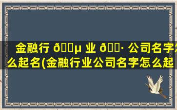 金融行 🌵 业 🌷 公司名字怎么起名(金融行业公司名字怎么起名带水带金)